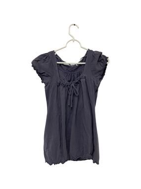 Zara Blouse Tunic Top Womens Large Black Stretch Square Neck Short Sleeve